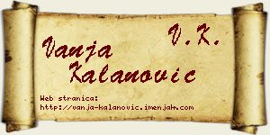 Vanja Kalanović vizit kartica